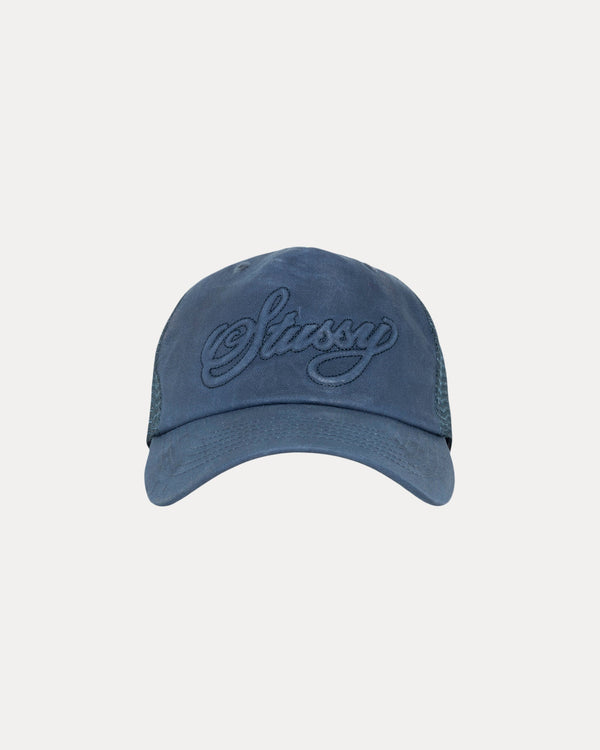 Gorra de camionero encerada con puntada cursiva