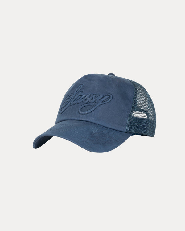 Gorra de camionero encerada con puntada cursiva