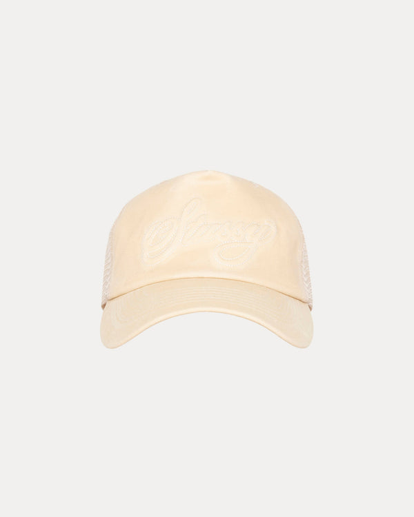 Gorra de camionero encerada con puntada cursiva