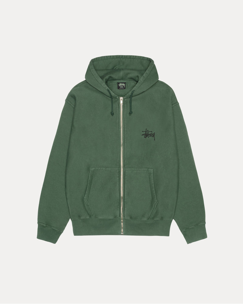 SUDADERA CON CAPUCHA Y CREMALLERA STÜSSY BÁSICA TEÑIDA CON PIGMENTOS