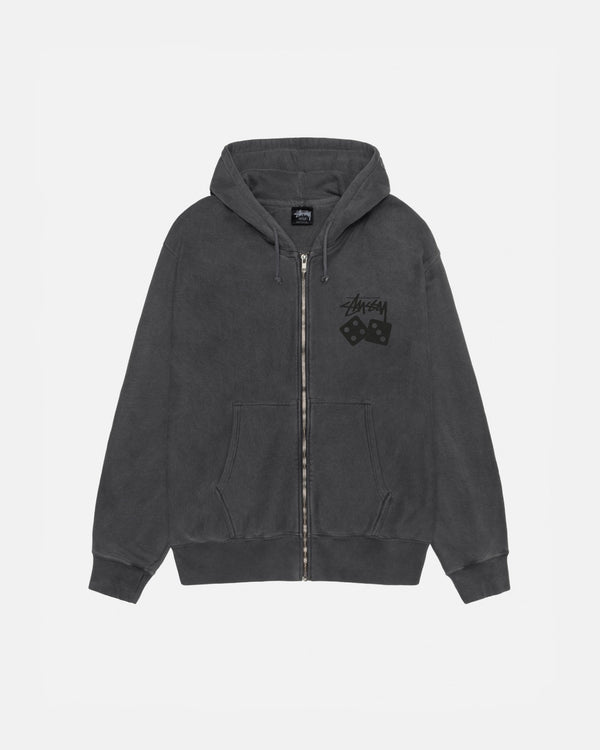 SUDADERA CON CAPUCHA Y CREMALLERA DICE TEÑIDA CON PIGMENTOS