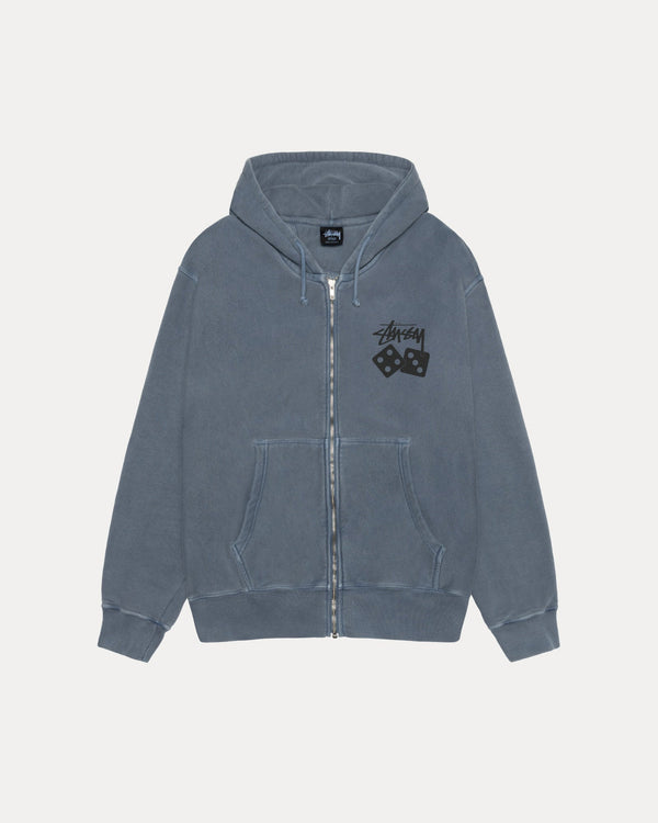 SUDADERA CON CAPUCHA Y CREMALLERA DICE TEÑIDA CON PIGMENTOS