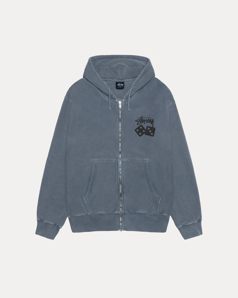 SUDADERA CON CAPUCHA Y CREMALLERA DICE TEÑIDA CON PIGMENTOS